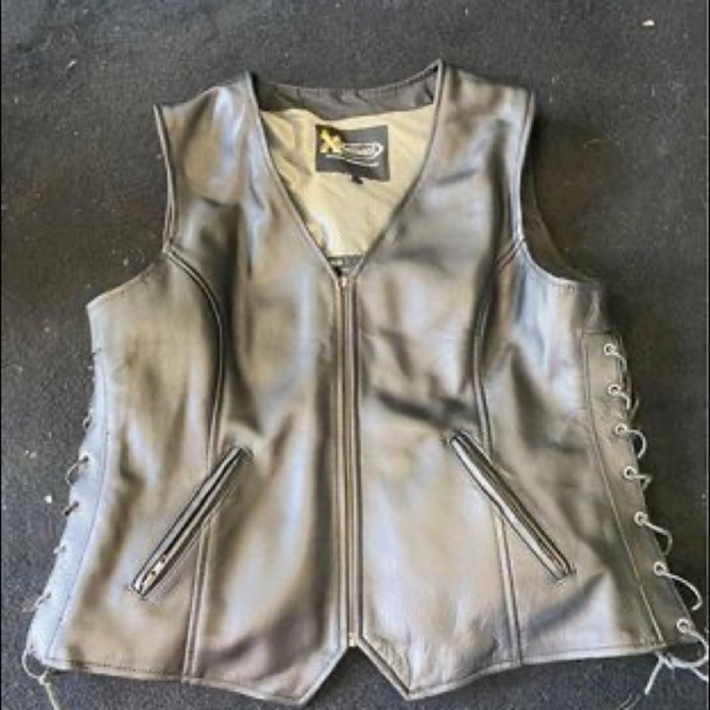 Womens leather motorcycle vest